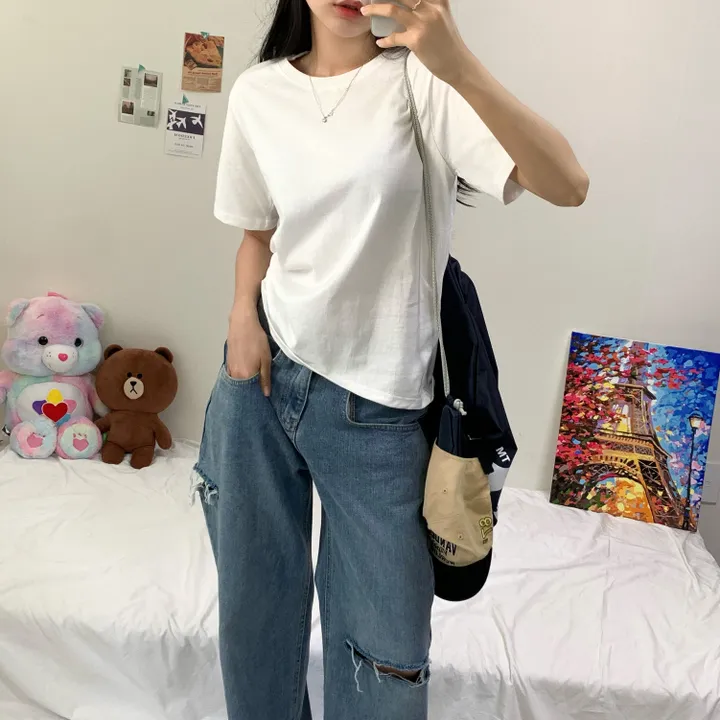 [활용도200%] 베이직 루즈핏 무지 이너 레이어드 기본 반팔티 (4col) 상세 이미지 13