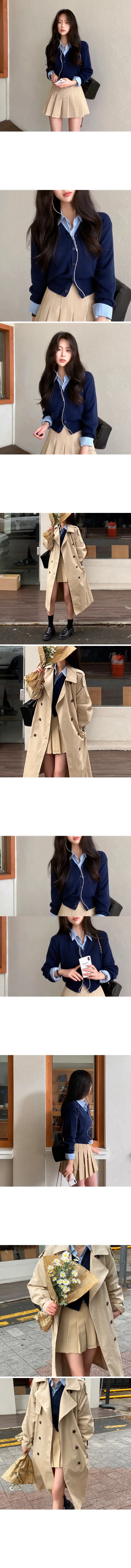 [당일출고/투피스] 크롭 셔츠 + 미니 플리츠스커트 상세 이미지 4