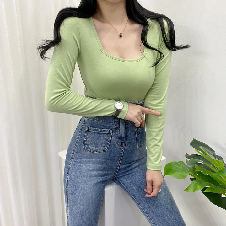 🚀당일발송🚀[묶음할인/11컬러] 조이 봄 가을 뉴 스퀘어넥 긴팔 티셔츠 이너티 상세 이미지 25