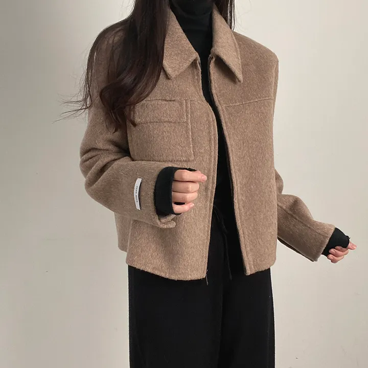 (오버핏,울100) 보들 데일리 핸드메이드 숏코트 상세 이미지 4