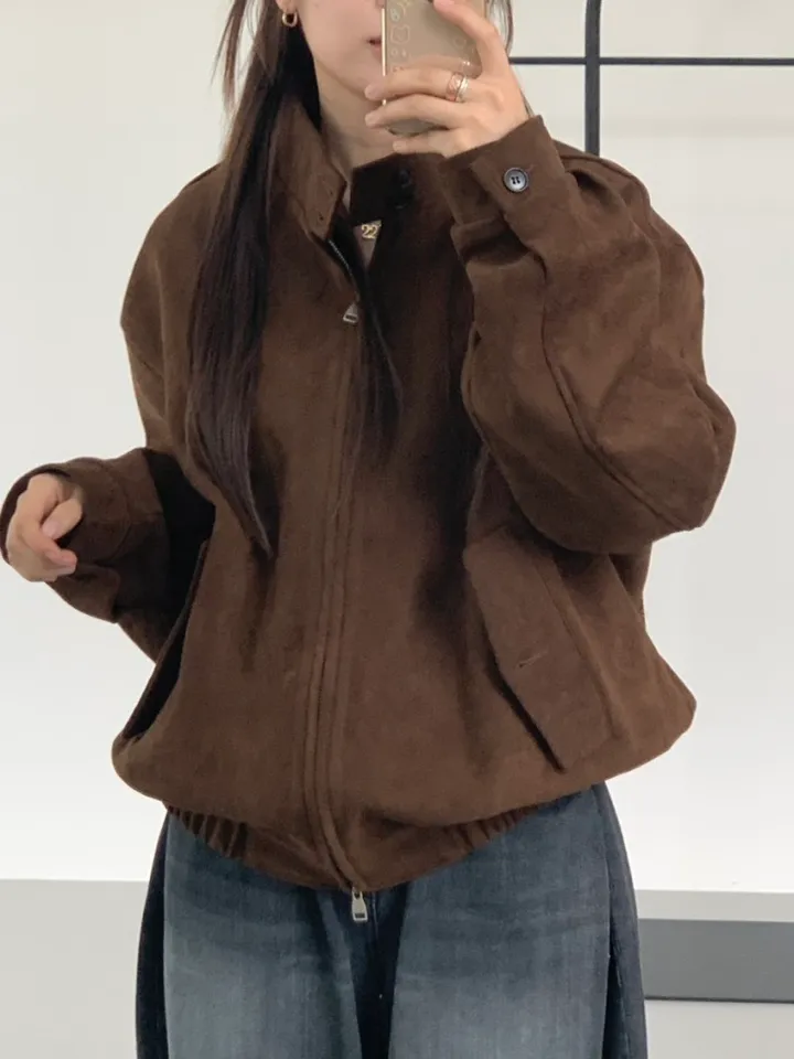 가성비갑) 로컬 스웨이드 자켓 (2color) [스웨이드/자켓/가을코디/코디추천/가성비/숏자켓/점퍼/대학생/y2k/데일리/겨울코디] 상세 이미지 6