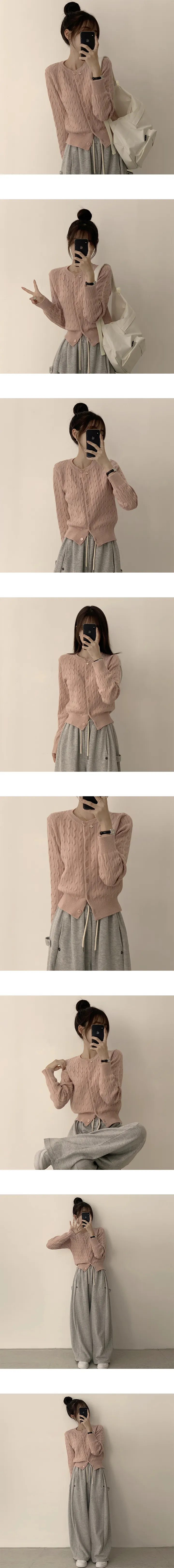 [슬림핏/인생 꽈배기] 가을 꽈배기 가디건의 정석, 라운드 가을 베이직 기본 긴팔 가디건 Y2K 아우터 8color 상세 이미지 6