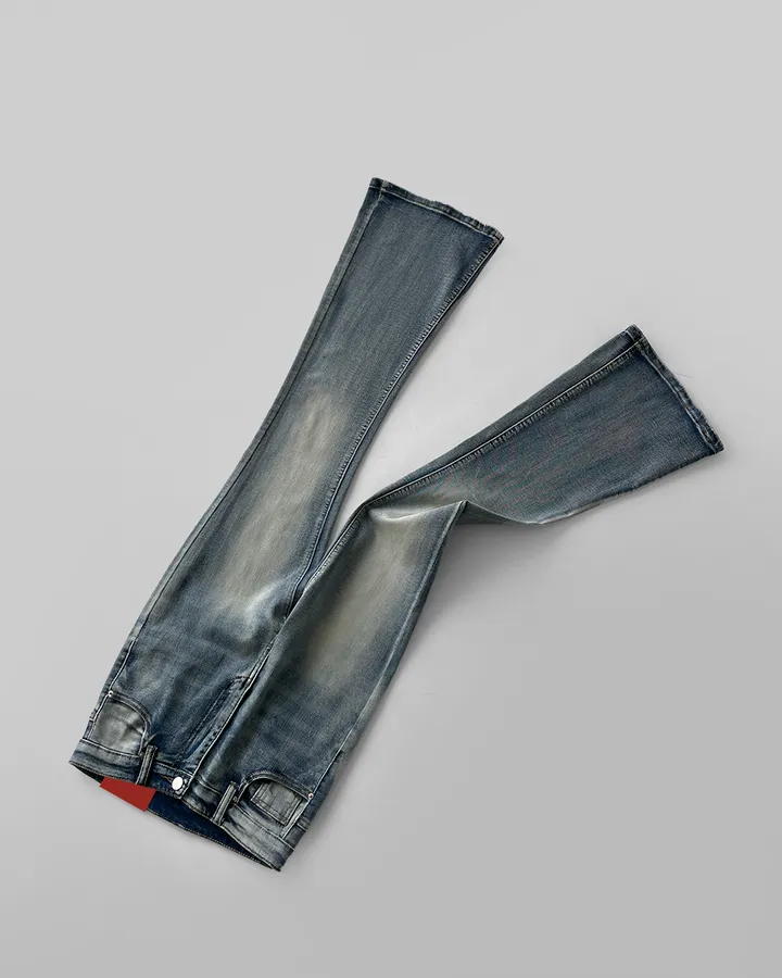 [~3XL/3기장] 뽀얀핏 스머징 텍스쳐 빈티지 워싱 쫀득 스판 부츠컷 데님 팬츠 바지 청바지 상세 이미지 11