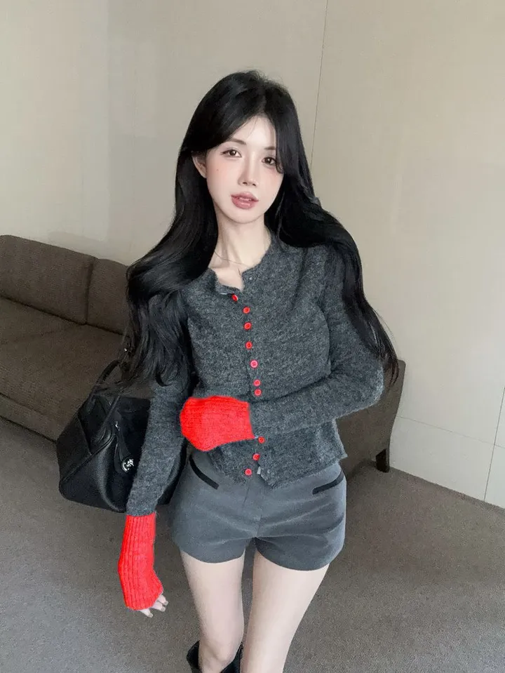 ❣️스타일업❣️ 투톤 가디건 배색 기본 이너 간절기 아우터 봄 가을 가디건 상세 이미지 14