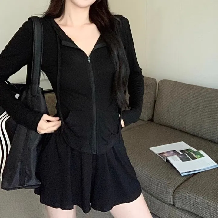 -3kg 몸매보정 트레이닝 세트 슬림핏 후드집업 밴딩반바지 상세 이미지 19