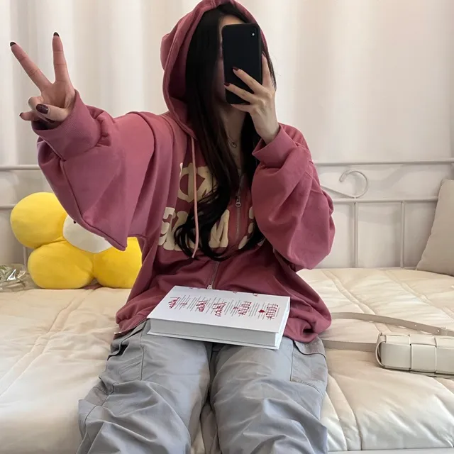 [기모ver.추가/특가할인중] 교복템강추 보호본능핏~  데일리 캐주얼 투웨이 발포 레터링 후드집업 상세 이미지 7