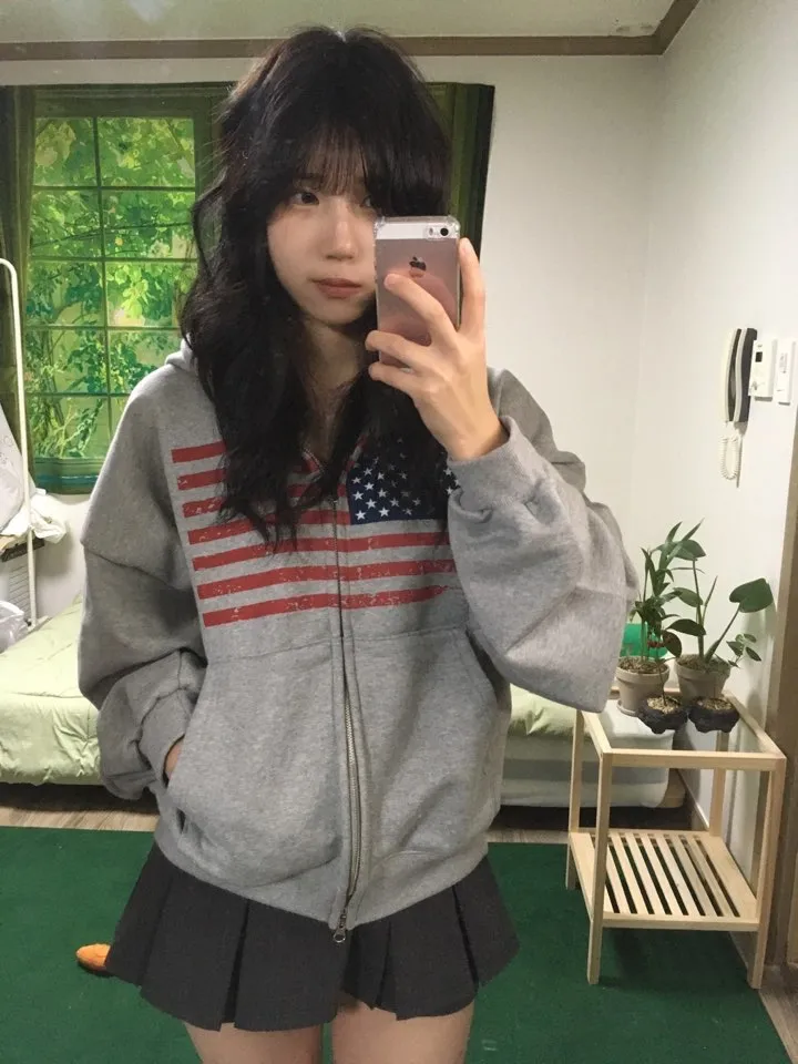 [최저가‎]⋆˚✿˖°아메리칸 성조기 미국 투웨이 후드 집업(2color) 상세 이미지 32