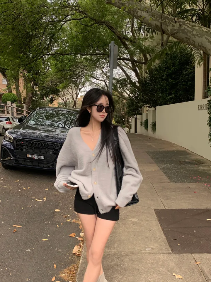 *극세사 이불속 느낌[변형,털빠짐x/색감보장] 유니섹스 앙고라 모헤어 브이넥 루즈핏 니트가디건-12col 상세 이미지 6