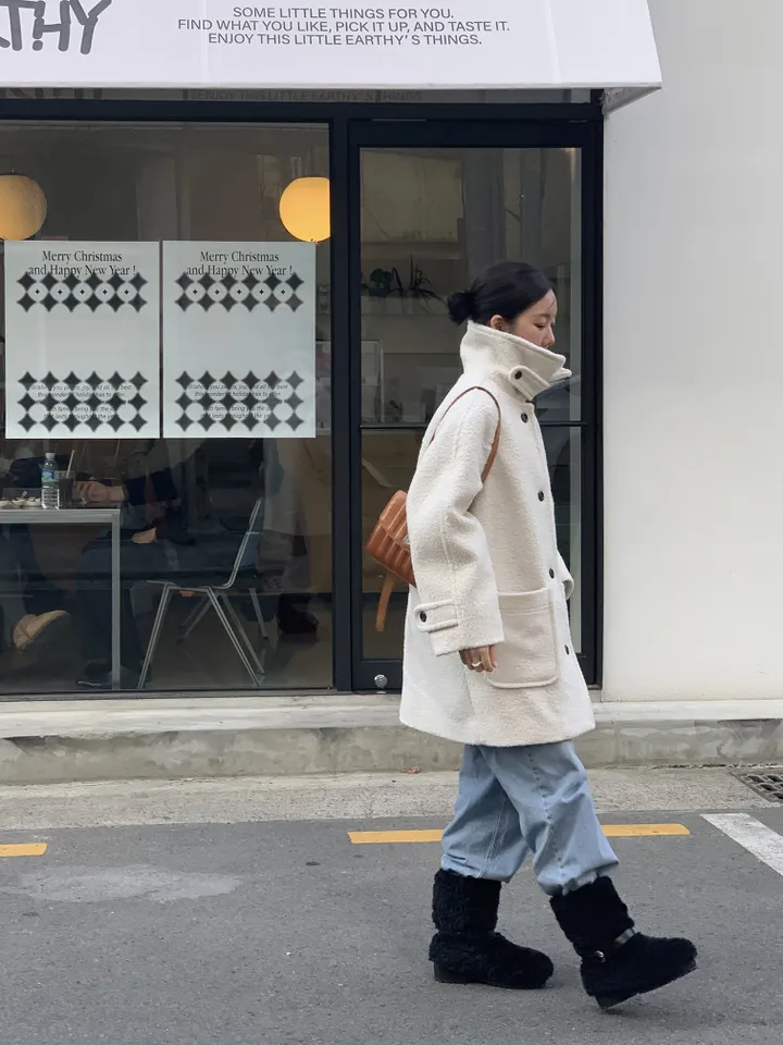 boucle high neck half coat (3color) 상세 이미지 11