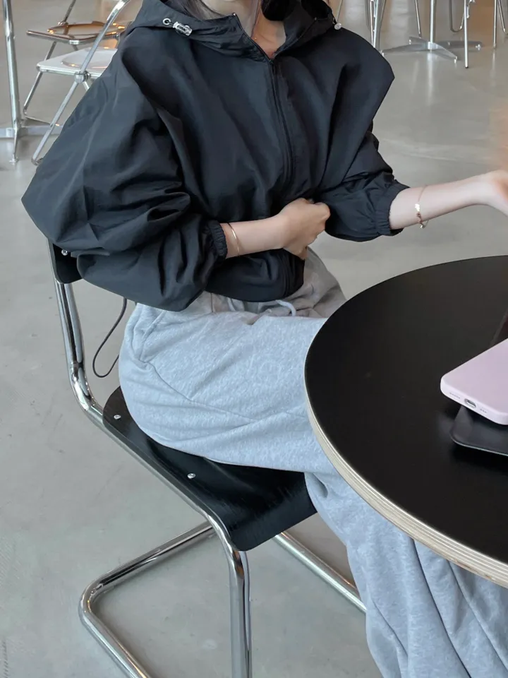 [new버전 크롭 박시핏] 허리 스트링 기본 데일리 간절기 바람막이 상세 이미지 10