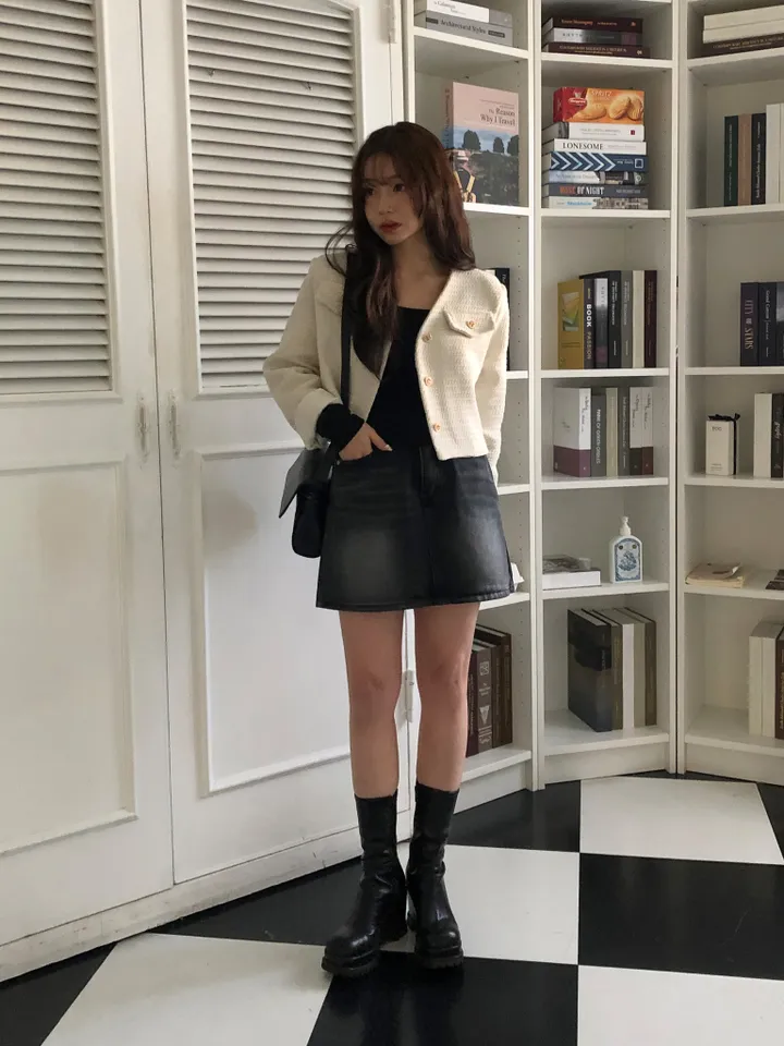 원스 워싱 데님 미니 스커트 상세 이미지 6