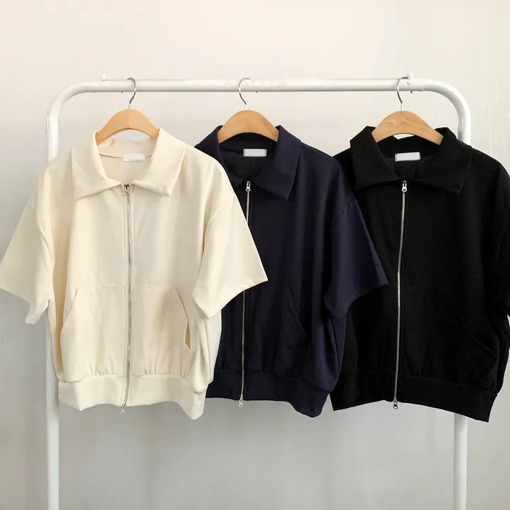 [여름/예쁜데일리!] 볼륨 카라 투웨이 무지 크롭집업 반팔 3color 상세 이미지 33