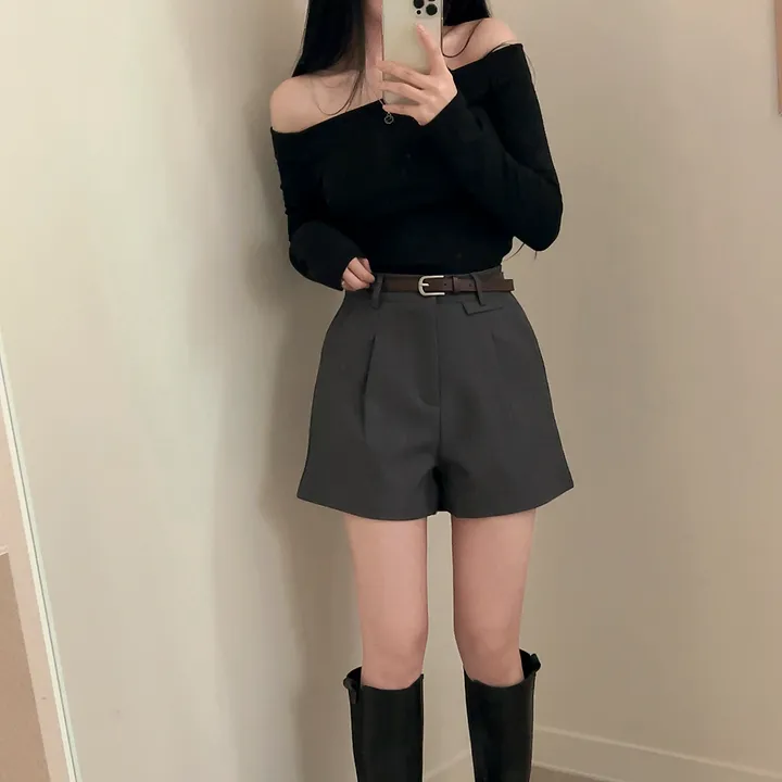 [데일리/벨트SET] 코지 원핀턱 벨트 슬랙스 숏팬츠 상세 이미지 7