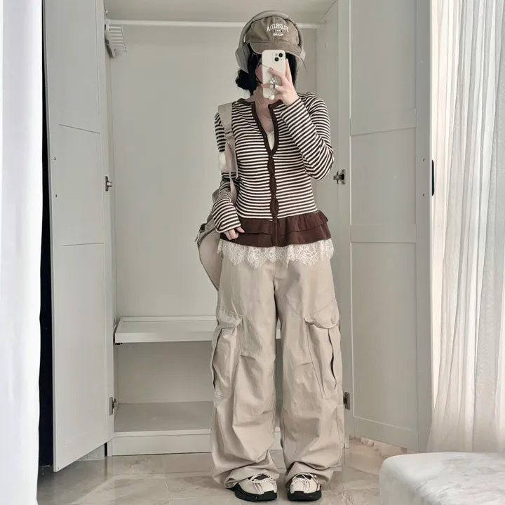 [하트단추🖤/스카시 펀칭] 말라핏 스트라이프 프릴 가디건 상세 이미지 38