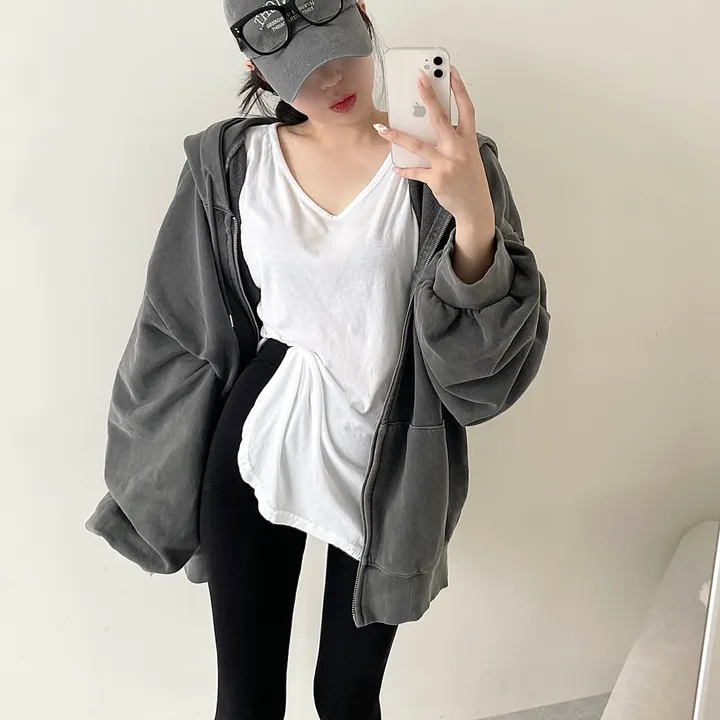 [커플템왕추천❤️/탄탄고퀄] 베이 피그먼트 쭈리 투웨이 후드집업 상세 이미지 12