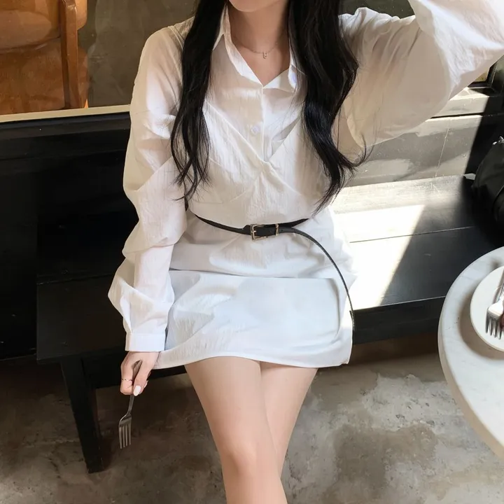 [set🖤/기장조절/데이트룩] 셔츠ops+뷔스티에ops 투피스 레이어드 세트set 상세 이미지 9