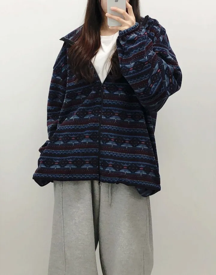 [유니크] 오버핏 후리스 투웨이 집업 후드 상세 이미지 19