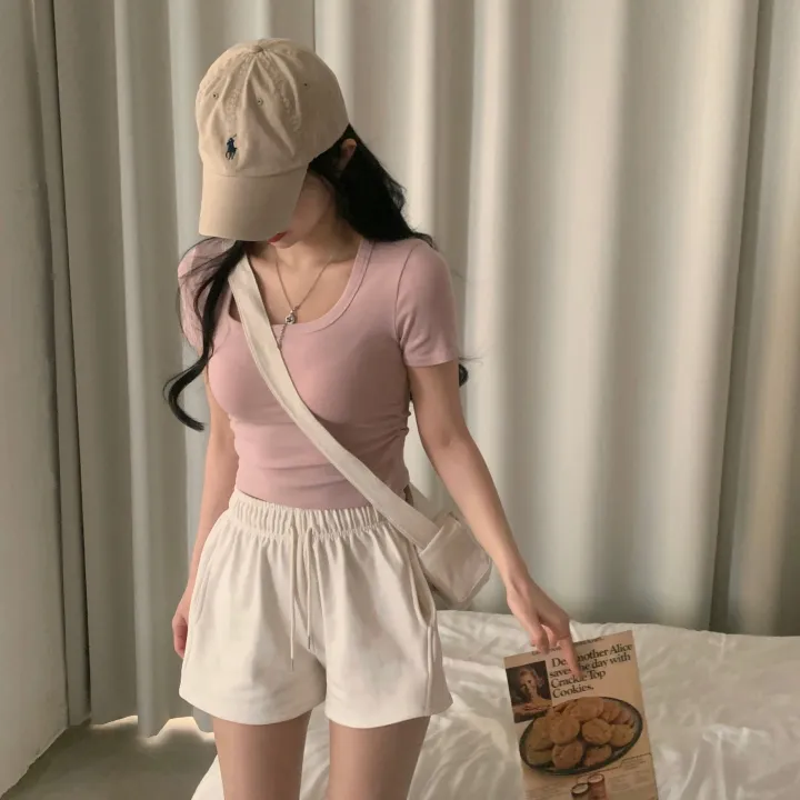 [파스텔🤍/MADE] 보장된핏, 옆셔링 스퀘어넥 반팔 크롭티셔츠 - 8color 상세 이미지 26