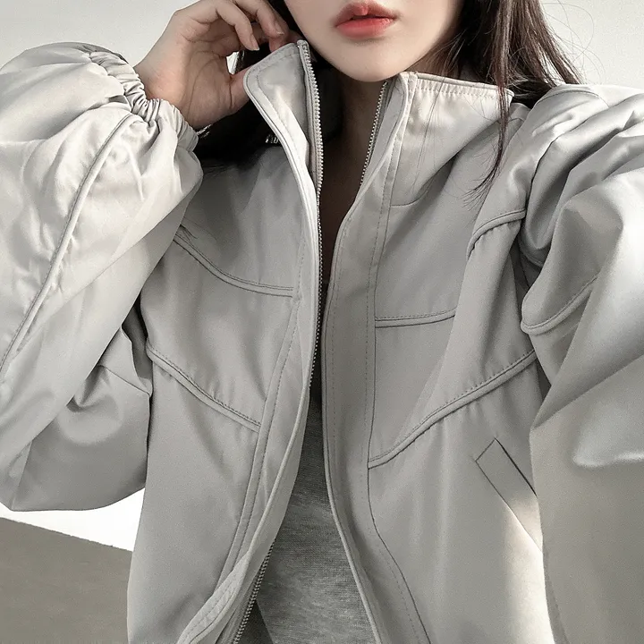 당일출고🚀[quality/도톰] 하이넥 파이핑 고프코어 루즈핏 스트링 바람막이 점퍼 3color 상세 이미지 17