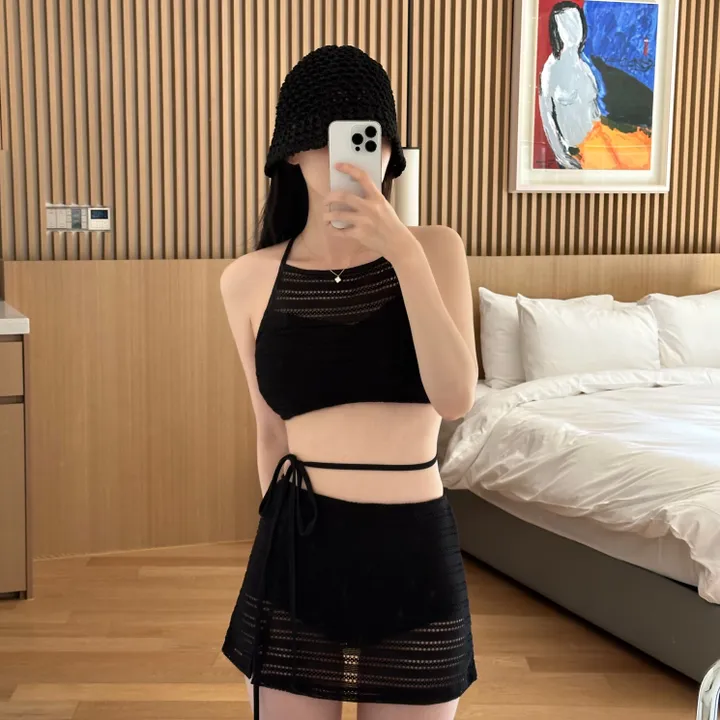 [당일🤍/수영복세트] 하우스 펀칭 홀터 비키니 스윔웨어 비치웨어(2pcs) 상세 이미지 8