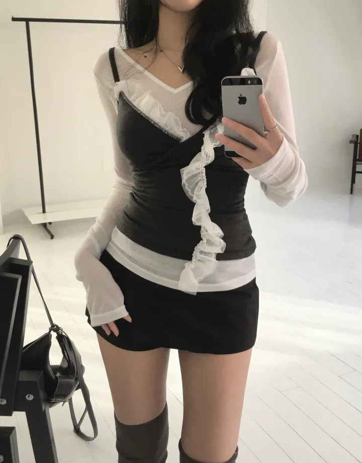 [*feminine🤍] 로제 레이스 랩 나시 lace sv - 3 color 상세 이미지 46