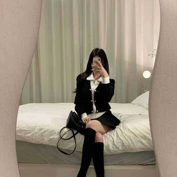 봄신상 레이어드 집업카라배색가디건 상세 이미지 7
