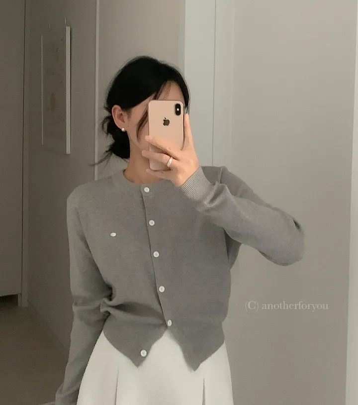 미니 심볼 펜던트 라운드 숏 가디건 4col : 어나더포유 상세 이미지 7