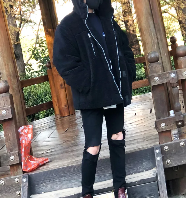 덤블 헤비 양털 패딩 오버핏 투웨이 스트링 후리스 뽀글이 후드 집업 자켓 점퍼 상세 이미지 62