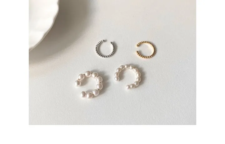 [1+1세트] pearl+dot earcuff set /이어커프 진주 레이어드 심플 귀찌 피어싱찌 서브 귀걸이 상세 이미지 17