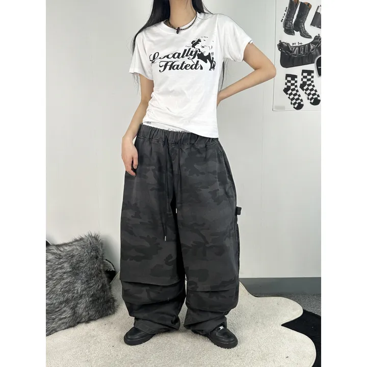 [UNISEX/소장추천!]밀리터리 카모 카펜더 스트랩 포인트 핀턱 와이드 벌룬 팬츠(2color/3-5일 여유주문) 상세 이미지 13