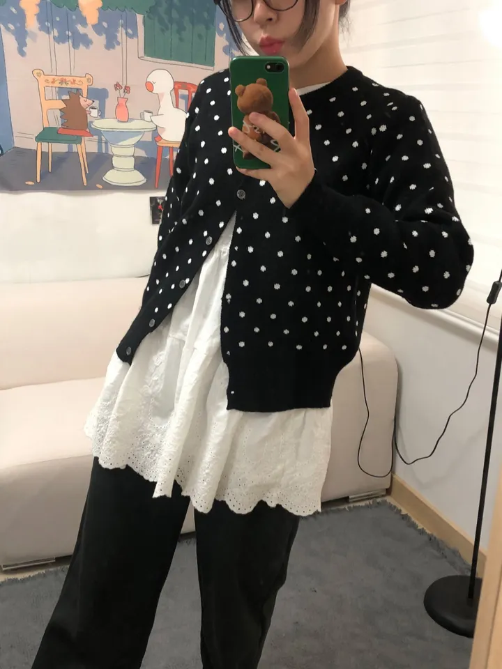 도트 라운드 니트 가디건 3color 상세 이미지 25