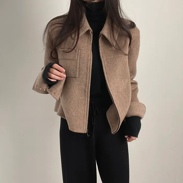 (오버핏,울100) 보들 데일리 핸드메이드 숏코트 상세 이미지 14