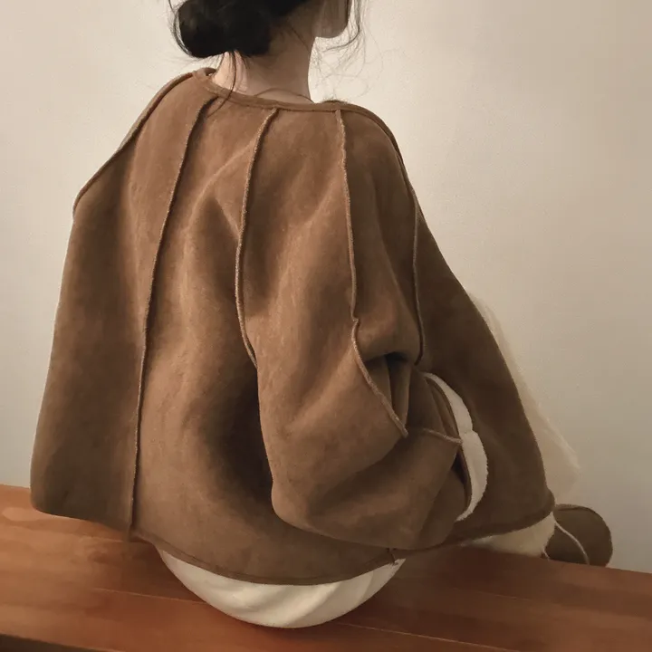 [양털안감/가방set] 유연소재,귀여움! 스웨이드 무스탕 자켓 2color 상세 이미지 6