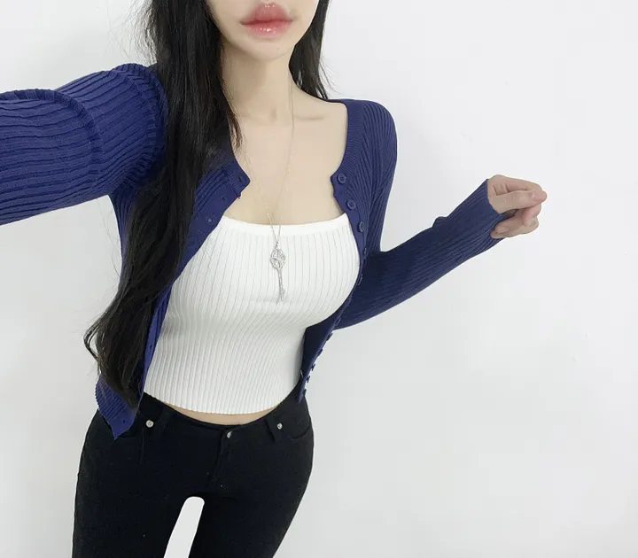 고퀄⚜️[쫀쫀핏 SET]루미 나시 가디건세트 골지 쿨니트 봄 여름 가을 겨울 상세 이미지 7