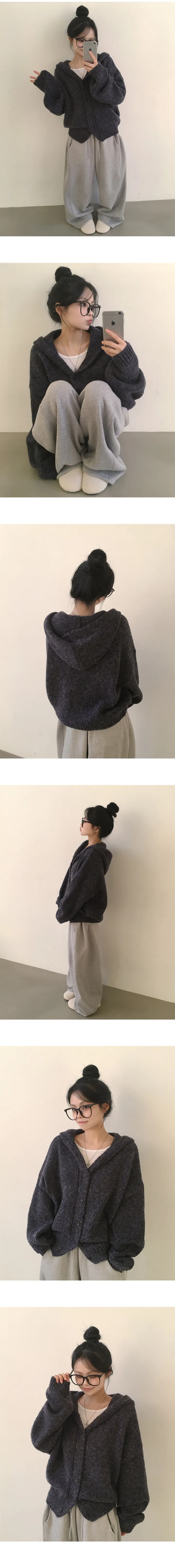 [러블리무드/귀여운아방핏] 폭닥폭닥~ 도톰 아방 루즈핏 후드 니트가디건 (5color) 상세 이미지 9