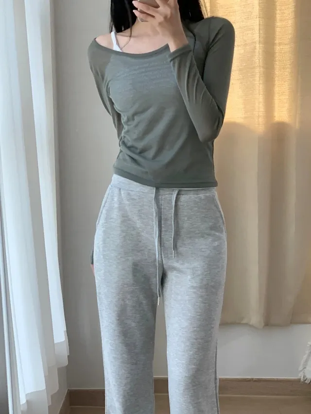 (핏대박) 부츠컷 밴딩 롱기장 꾸안꾸 골반 보정 슬림 말라핏 키큰녀 운동 봄 여름 가을 간절기 데일리룩 바지 츄리닝 트레이닝 팬츠 4color 상세 이미지 23