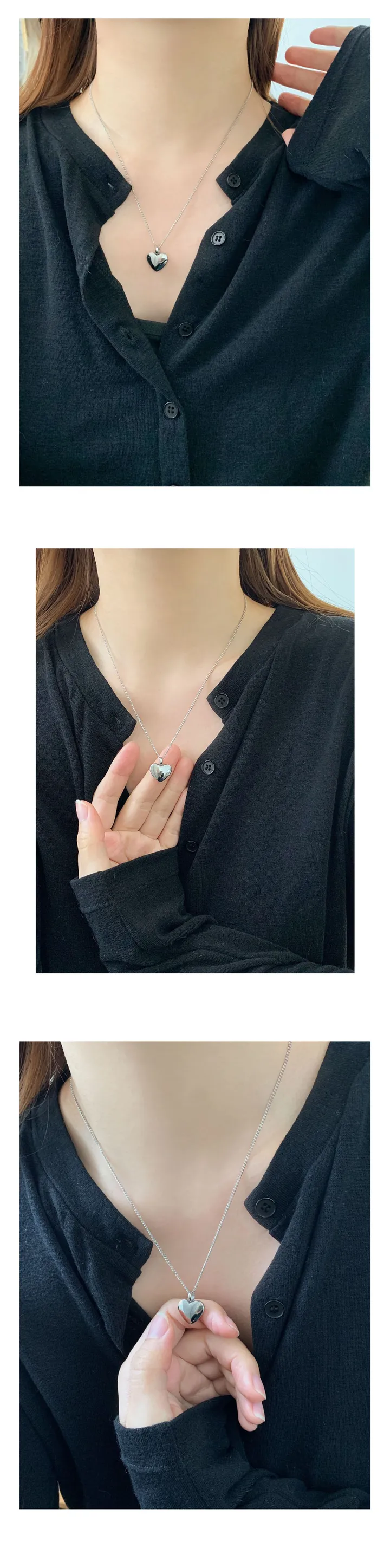 [MADE/써지컬] 헤더 볼드 하트 롱 레이어드 목걸이 (3type) 상세 이미지 3