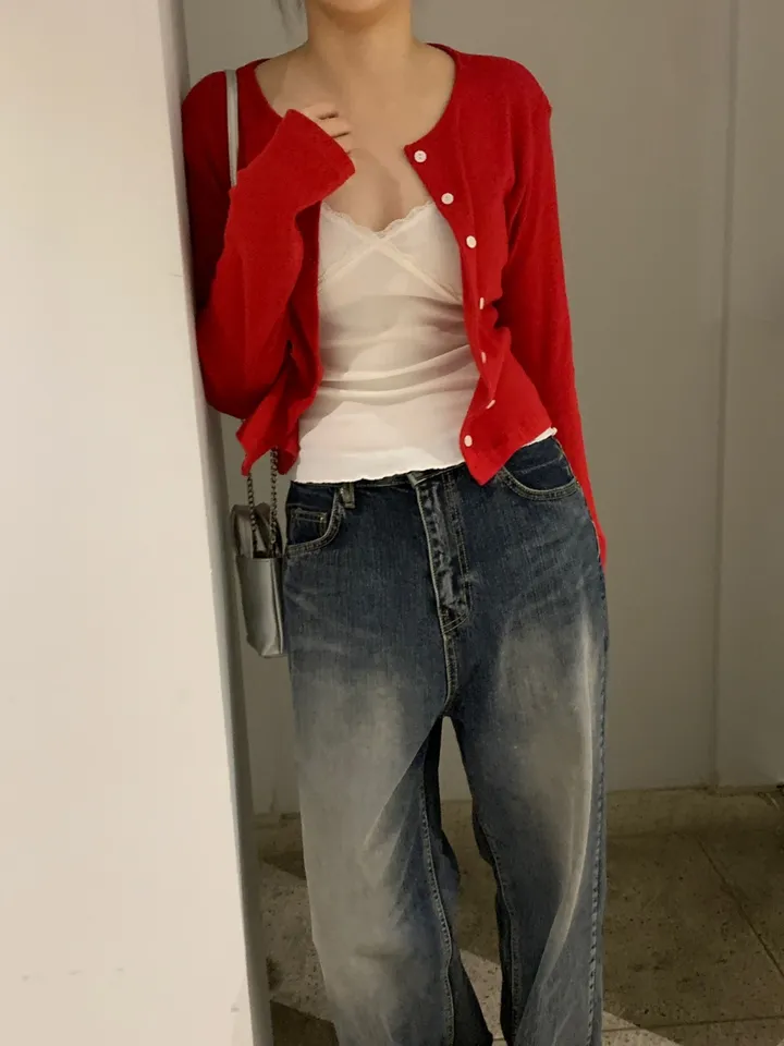 로렌 플라워 펀칭 크롭 라운드 가디건 상세 이미지 20