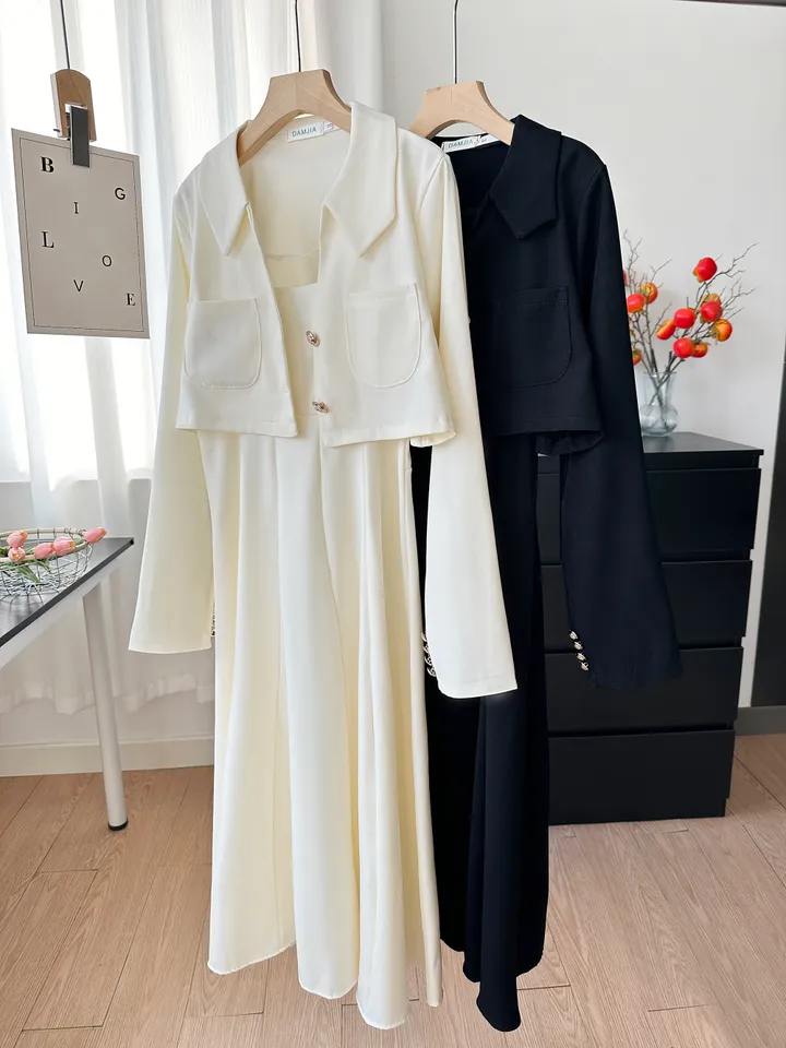(M~5XL)크롭 정장자켓 원피스 세트AS-9913 상세 이미지 2