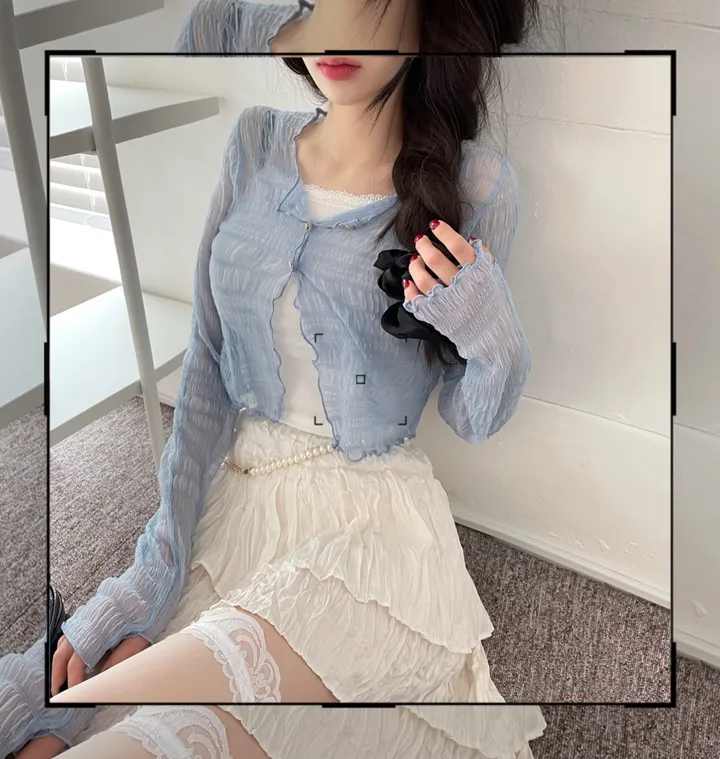 러핀 레이스 시스루 워머 가디건 상세 이미지 28