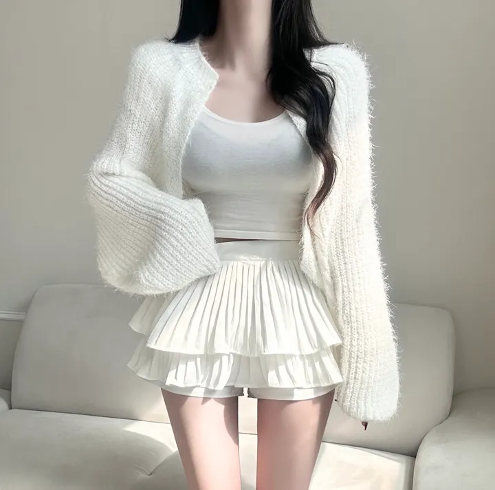 [여리핏보장!!/여친룩/9col] 보들 데일리 청순 솔잎 볼레로 가디건 벌룬핏 루즈 아방한 하찌 니트 베이직 기본 개강룩 데이트룩 봄 피크닉 간절기 벚꽃룩 러블리 세미 크롭 퍼 상세 이미지 20
