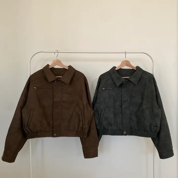 [고급레더!핏보장🤎]매트 무광 오버핏 가죽 레더 스웨이드 블루종 자켓 점퍼 2color 상세 이미지 39