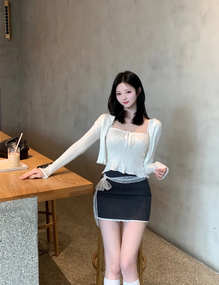 아인 레이스 리본 나시 가디건 세트 상세 이미지 24