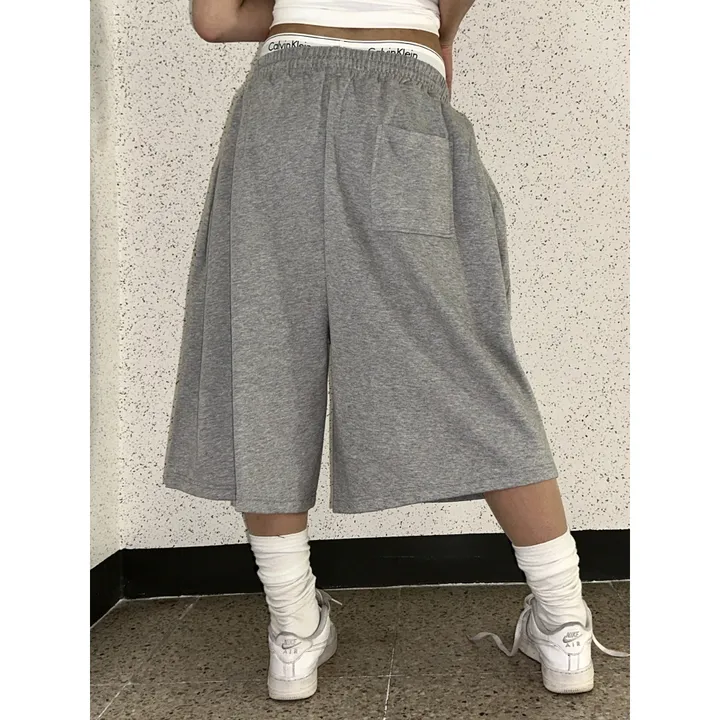 [UNISEX/기획특가/소장추천!/3size!]사이드 폴드 핀턱 포인트 루즈 와이드 벌룬 버뮤다 하프 트레이닝 팬츠(2color) 상세 이미지 67