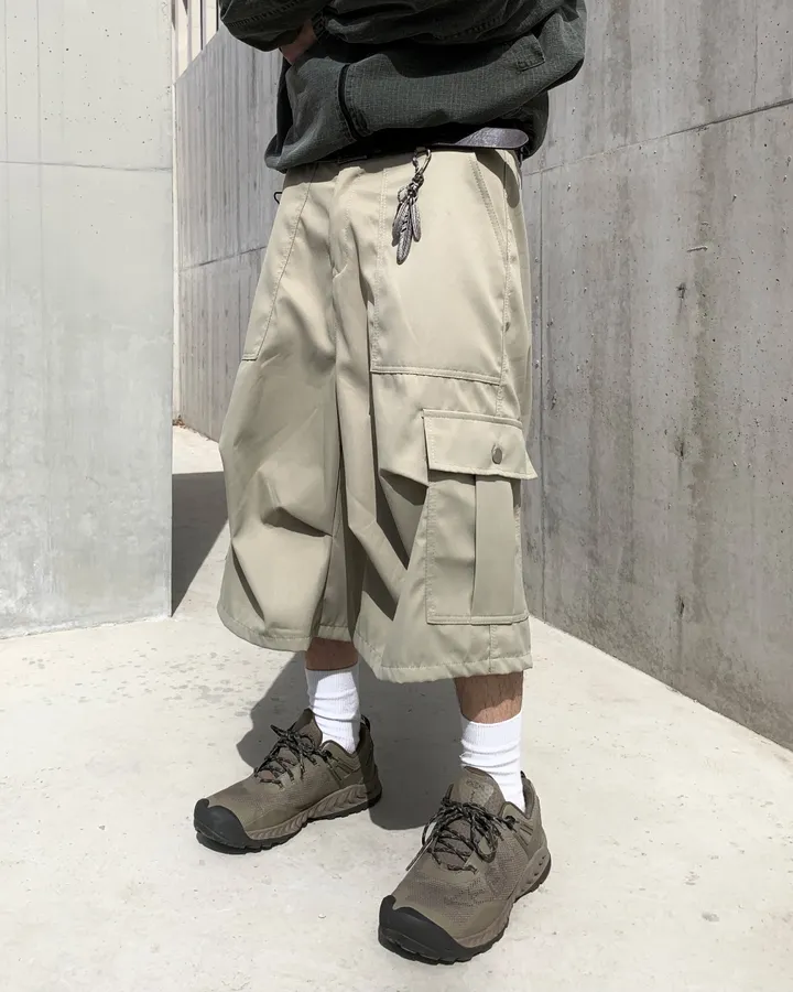 【KOOLOSET】Fatigue Pocket Work Bermuda Pants Cargo Work Pants for Men Mens Casual Pure Color Outdoors