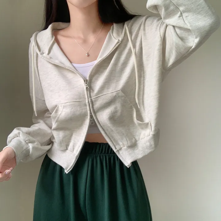 [아방귀염핏💕/투웨이] 로멜 크롭 루즈핏 벌룬 김팔 투웨이 후드 집업 상세 이미지 20