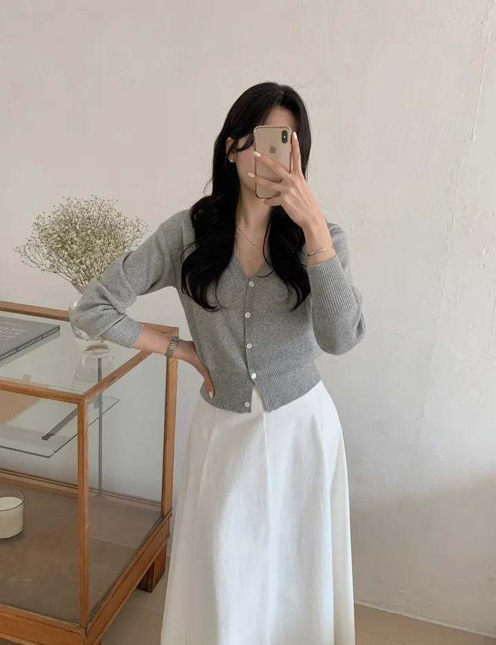 [봄신상/베이직/데일리] 빌리 브이넥가디건 7color 핑크그레이노랑 시보리 여리 니트 상세 이미지 20