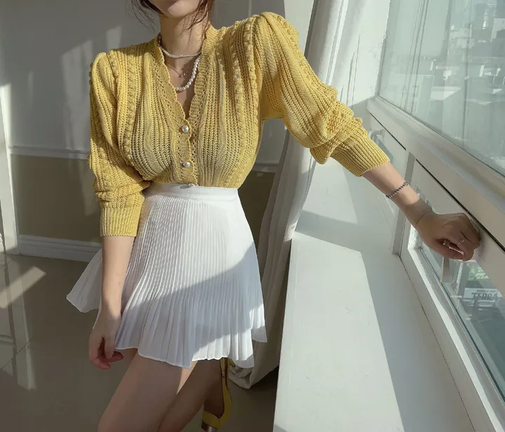 티에르 꽈배기 진주 가디건 상세 이미지 21