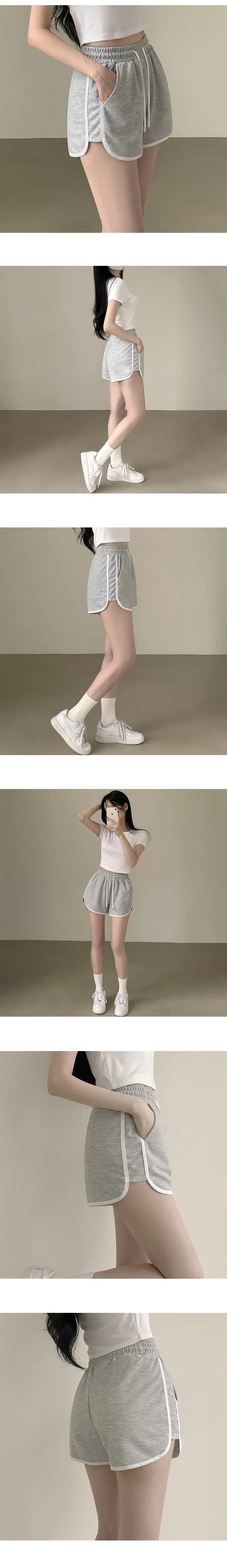 [주머니o/허벅지말라핏!] 데일리 필수템, 하이웨스트 밴딩 와이드 트레이닝 랍빠 돌핀 반바지 숏팬츠 (8color) 상세 이미지 3