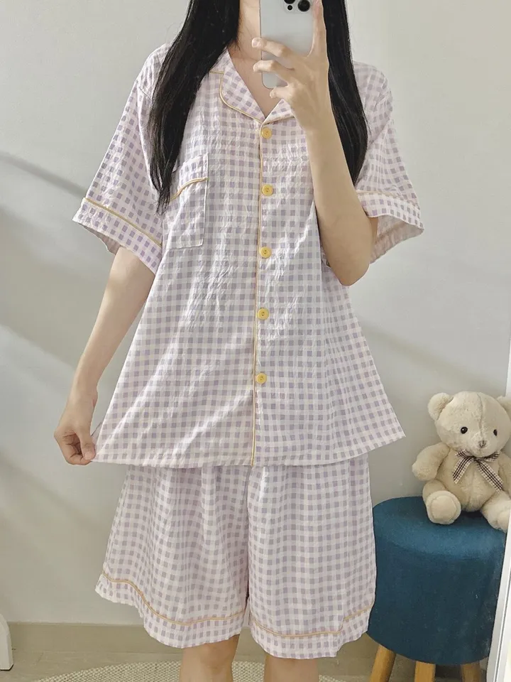 [99~120사이즈🧡미친편안함] 면 잠옷 빅사이즈 홈웨어 파자마 바지 여름 체크 숙면 선물 100 110 3xl 4xl 5xl 6xl 상의 통통녀 플러스 큰잠옷 커플 상하세트 상세 이미지 24